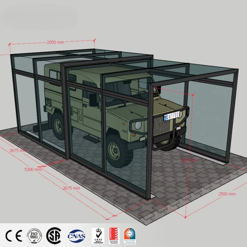 Outdoor Retractable Sunroom Carport Withstand Wind Rain-proof for Car Park Customized