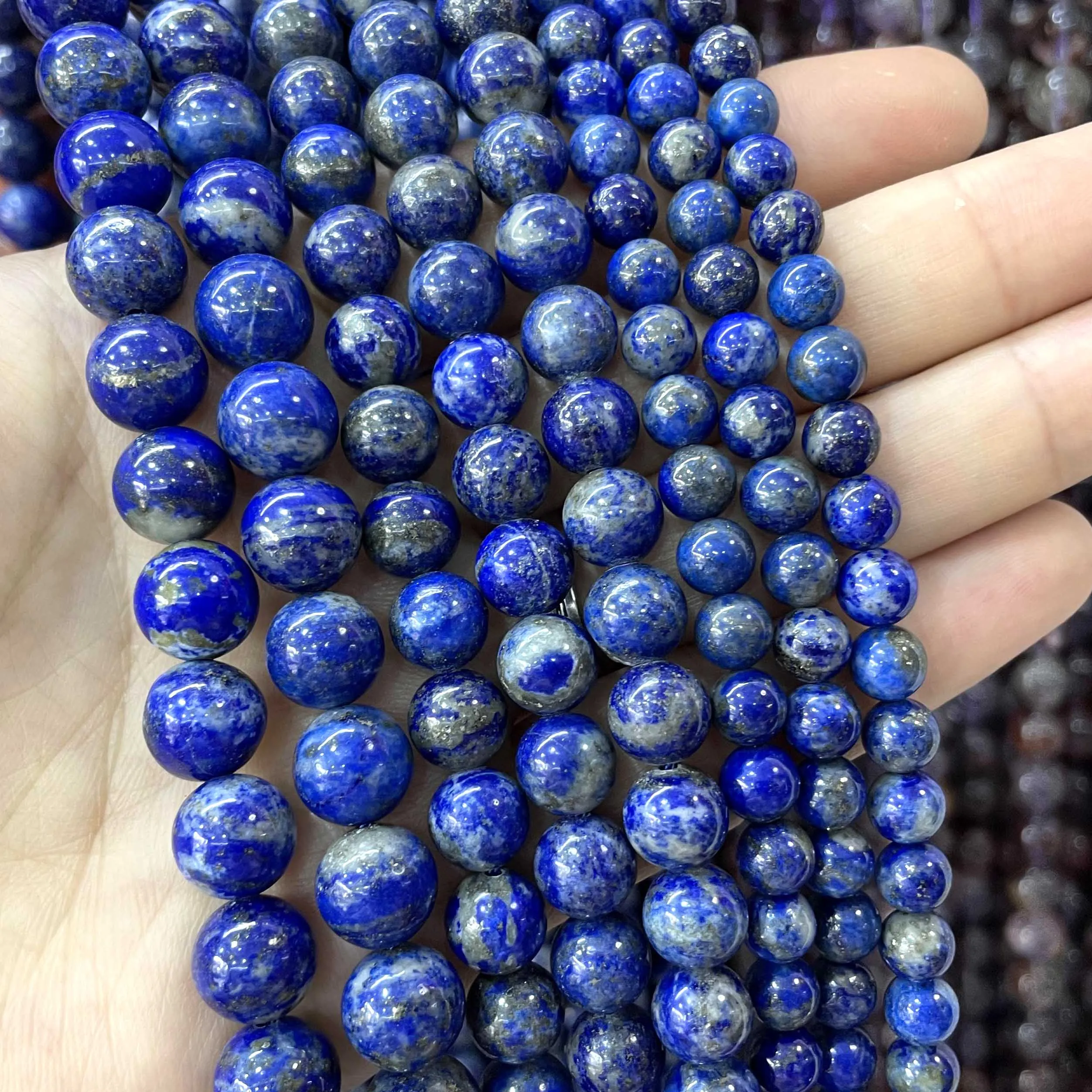 4 6 8 10 12MM Natural Lapis Lazuli Stone Round Loose Beads DIY Bracelet Necklace For Jewelry Making Charms Accessories