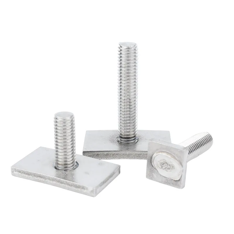 2Pcs M6 M8 M10 304 Stainless Steel Screw Chute Rail Track T-Shape Bolts,Rectangle Hammer Head Bolt Welding Bolts