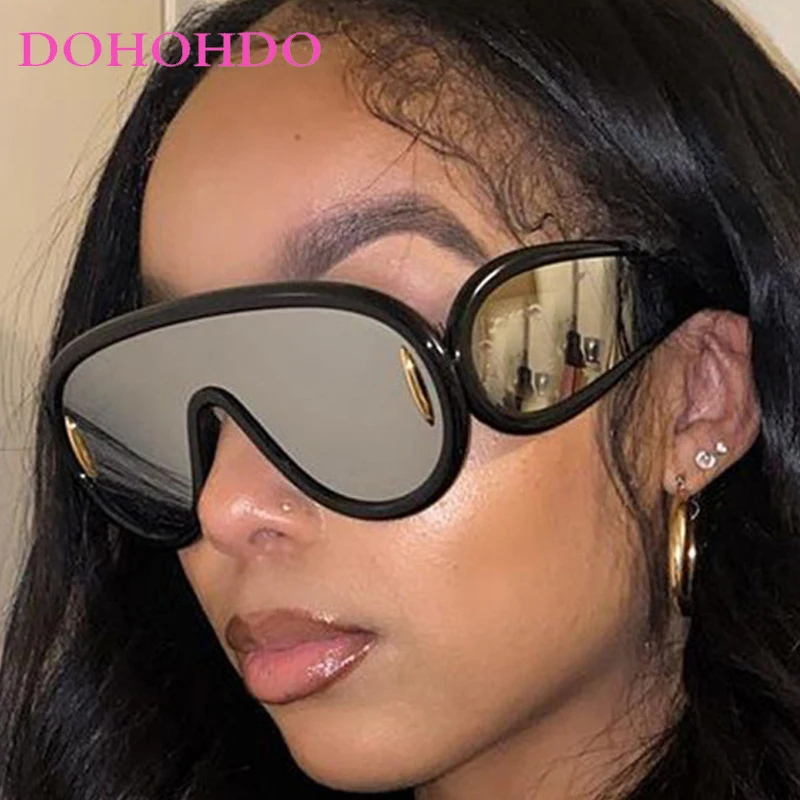 

Luxury Brand Design Fashion Vintage Oversized One Piece Punk Sunglasses Unisex Eyewear Outdoors Travel Shades Sunglasses UV400