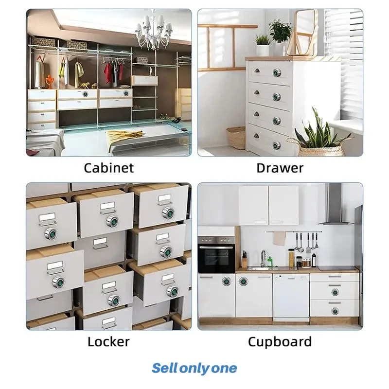A29F-Smart Fingerprint Drawer Lock - Electronic Double Door Cabinet Security Suitable For Wardrobes Shoe Cabinets Mailboxes