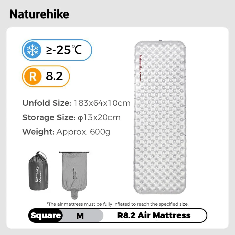 Naturehike Campingmatte 3,5/4,6/5,8/8,8 Hoher R-Wert Ultraleichte Warme Aufblasbare Matratze Outdoor Tragbare Faltbare Aufblasbare Matten