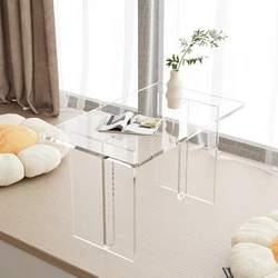 Acrylic Modern Coffee Table Balcony Luxury Design Aesthetic Rectangle Coffee Table Transparent Stolik Kawowy Household Items