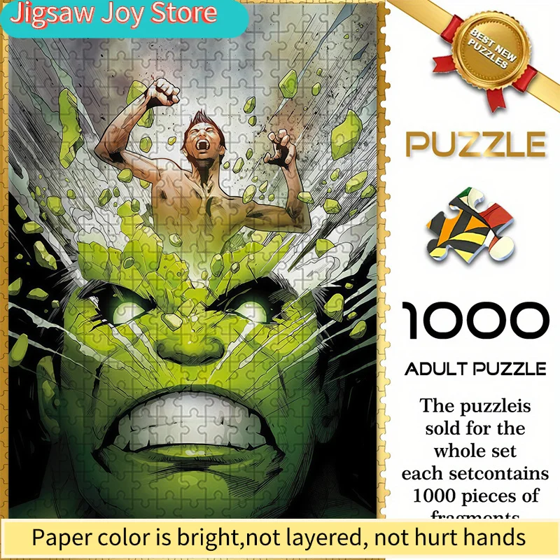 

of Marvel-Themed Seamless Puzzles Z11.3-89, Featuring The Hulk in a Comic-Style Art Design - Durable Thick Puzzle, Perfect for