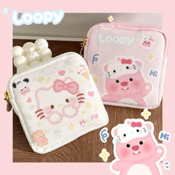 Kawaii Cartoon Hello Kitty Girl tampone assorbente assorbente sacchetto di immagazzinaggio carino Mini cosmetici portamonete borsa donna regali