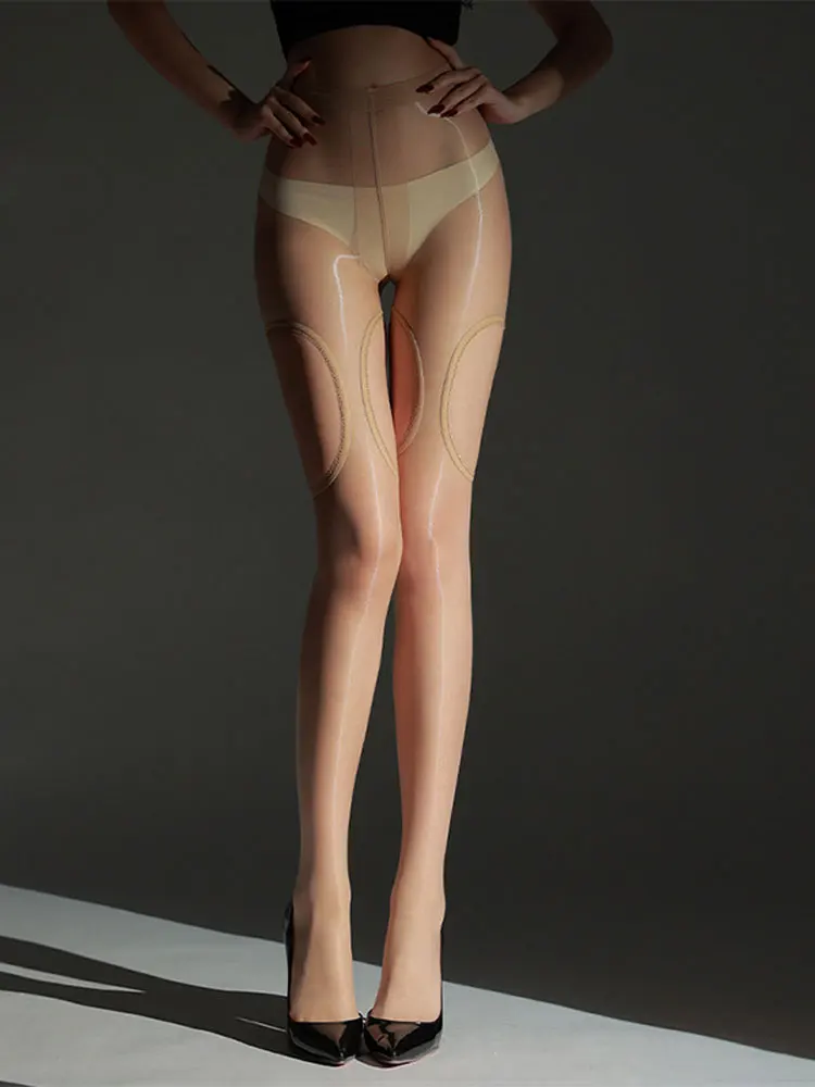 موضة الجوف خارج جوارب طويلة مثير النفط لامعة شير شفافة الجوارب تخزين جاذبية عالية الخصر ضئيلة جوارب طويلة نسائية ينغيرييس
