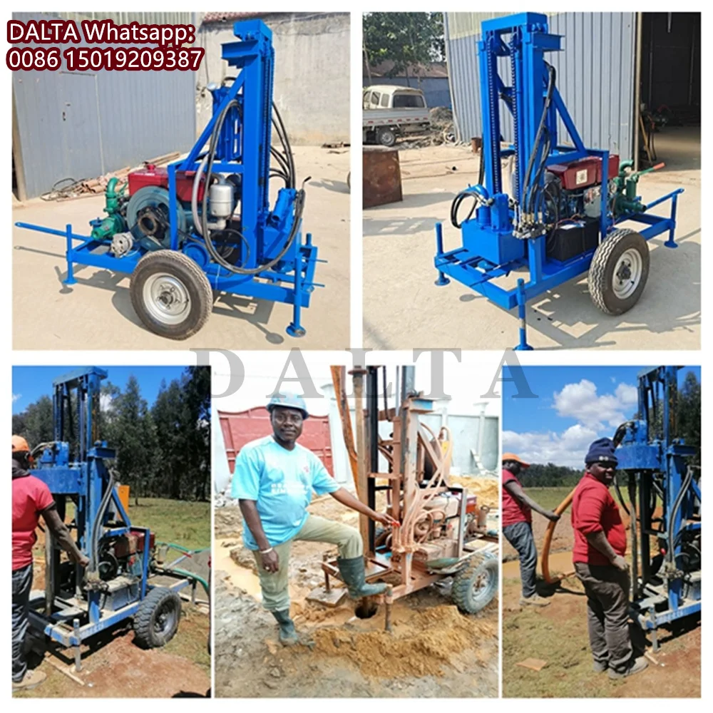 آلة حفر آبار المياه بالديزل الهيدروليكية 22 حصان جهاز حفر المياه العميقة ثقوب حفر الزراعة الدوارة مع قضبان حفر 100 متر