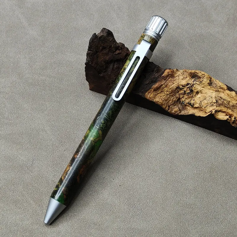 Limited Edition Rollerball Pen BALAOYE Vintage Solid Wood + Resin Rotating Refill Gel Pen Signature Handmade Luxury Stationery