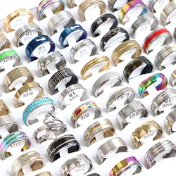 Pack of 15 New Trendy Bulk Mix Style Colorful Jewelry Stainless Steel Fashion Rings For Womens Mens Lovers Party Gifts Wholesale