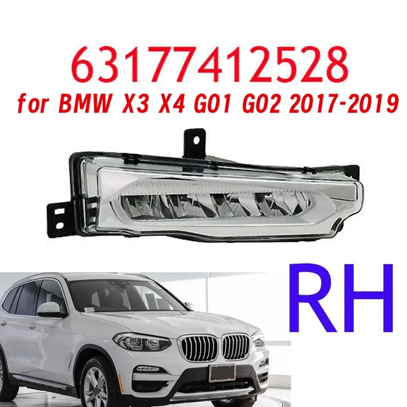 

1Pair Front Bumper Fog Light LED Daytime Running Light For BMW X3 X4 G01 G02 17-19 63177412527 63177412528 Driving Lamp