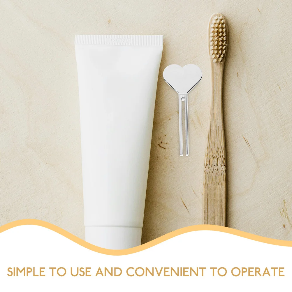 

4pcs Toothpaste Squeezers Zinc Alloy Metal Tube Squeezer Tool For Bathroom Compact Lightweight Heart Design Squeezers