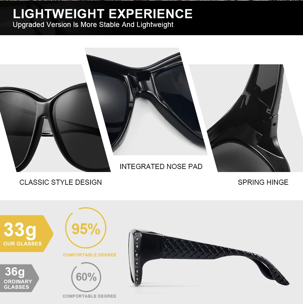 CRIXALIS Fit Over Cover Brillen Multifunktions-Sonnenbrille Damen Übergroße Fahrbrille Sonnenbrille UV-Schutz – Detail 2