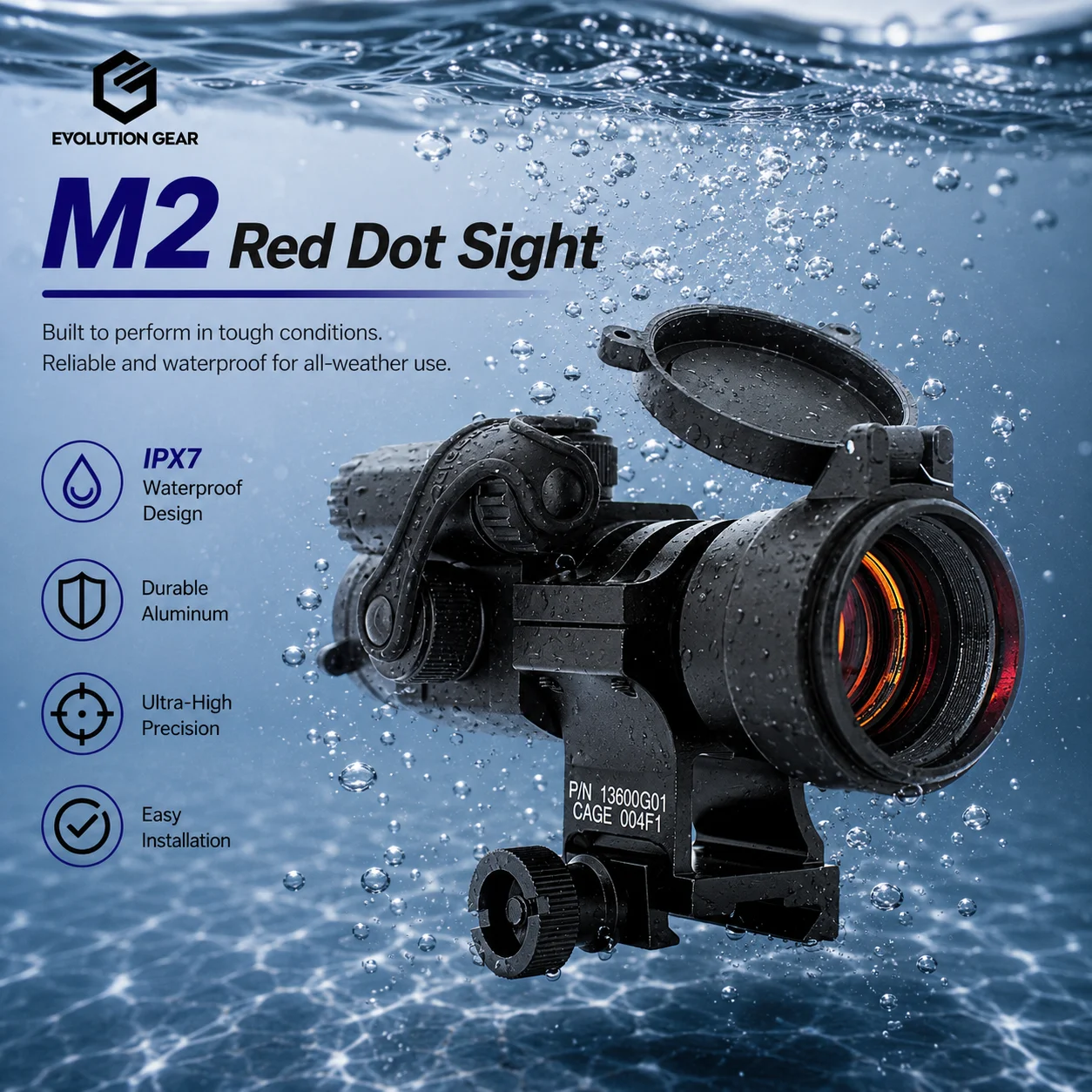 M2 Red Dot Sight Tactical Airsoft Optic Ruby Len Coating with MK18 Mod 0 Type Mount Original 3D Marking Reflex Sight for Outdoor