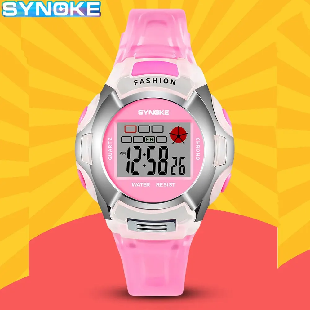 SYNOKE Color Fashion Electronic Watch Alarm Colorful Luminous MultiFunction Sports Boys Girls Primary School Students