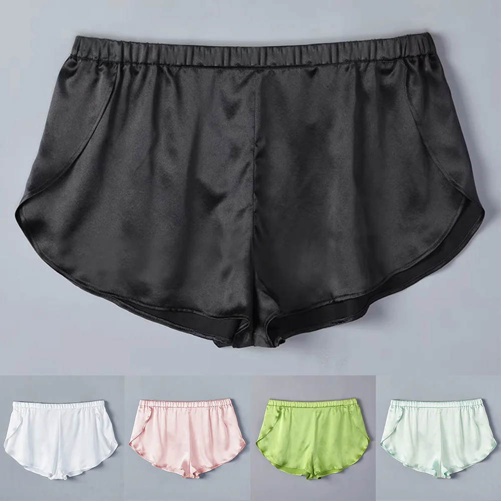 Casual Loose Mens Boxer Trunks Pajamas Shorts Side Split Breathable Boxers Shorts Home Wear Sleep Bottoms Underwear