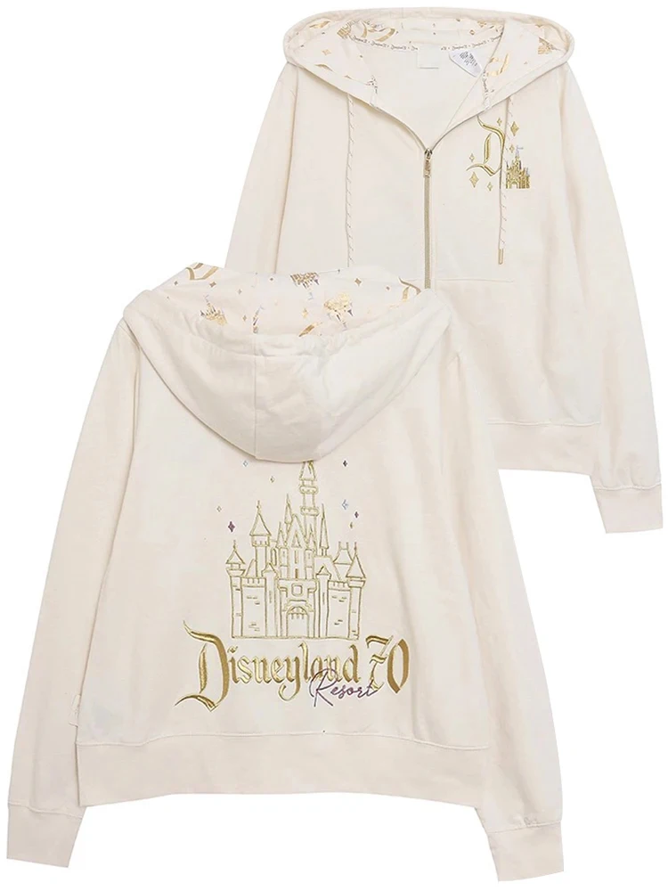 ديزني 70th الذكرى القلعة ميكي Dsineyland إلكتروني طباعة التطريز البلوز المرأة البريدي سترة البلوز القمم الصوف للجنسين