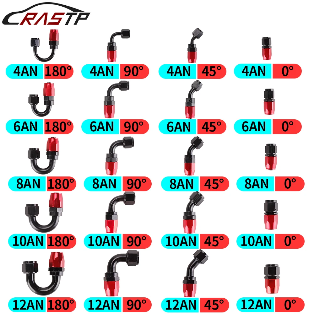 

New 0/45/90/180 Degree AN4/AN6/AN8/AN10/AN12 Straight Oil Fuel Swivel Fitting Male Adaptor Oil Cooler Fitting Oil Fuel Hose End