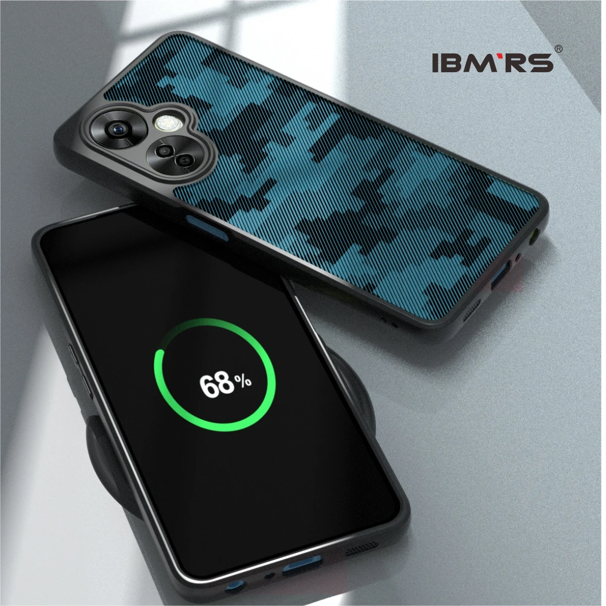 

IBMRS-Shockproof Advanced Protective Cover for OnePlus Nord CE3, OPPO K11 5G Case, Camouflage Clear Hard Back, Hard Back