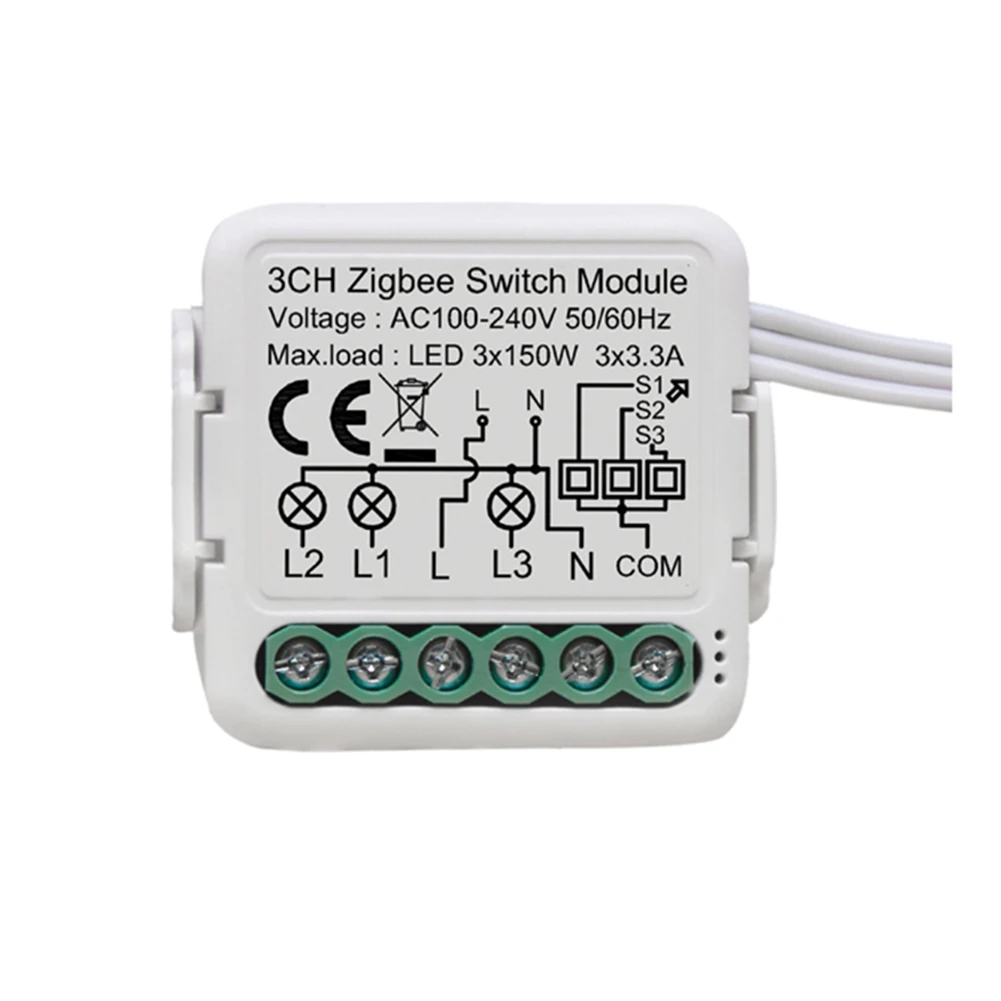 Tuya Zigbee Smart Switch Module Relay 3 Gang Smartlife Wireless Control Compatible Alexa Home Yandex