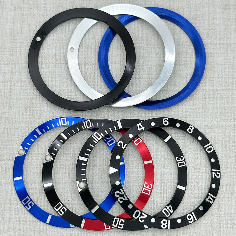37.5 × 30.6mm Aluminum Curved Vintage Watch Bezel Insert NH35 Bezel Compatible with NH35 and NH36 Movement Men's Watch Bezels