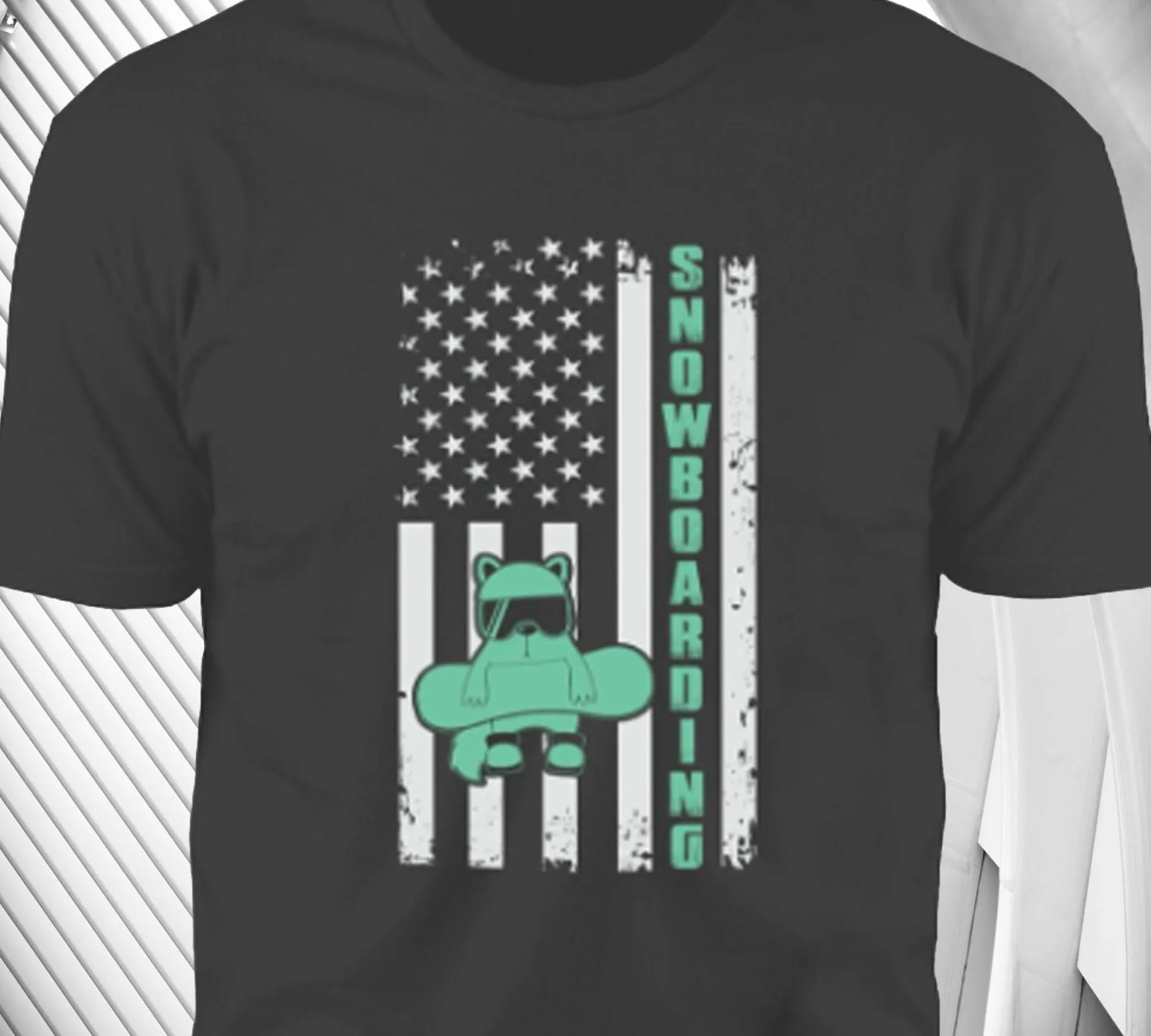 Snowboarder American Flag Snowboarding Snowboard Shred T Shirt Closeout