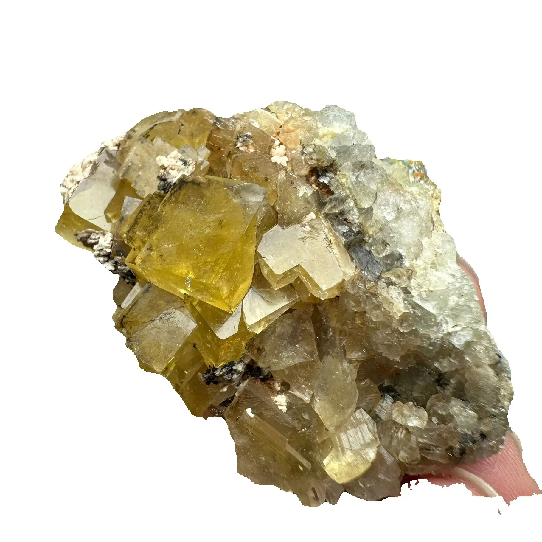 Natural Beijing yellow cube fluorite and barite Symbiosis mineral specimens + healing quartz crystals and stones rock gemstone