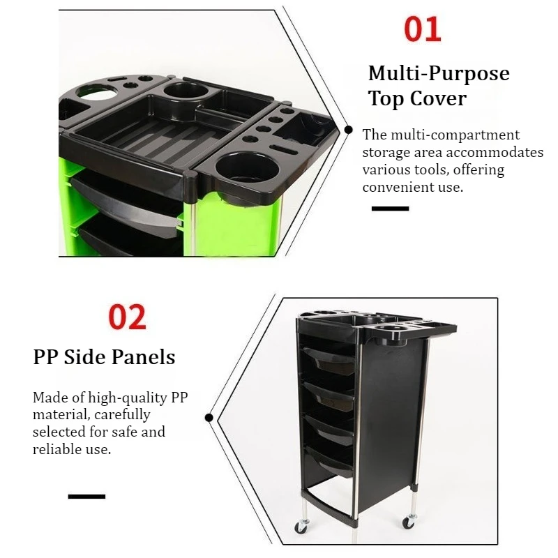 Stainless Steel Frame Salon Trolley, Large Capacity Hair Dye Perm Tool Cart, Hair Roller Storage Organizer for Barbershop