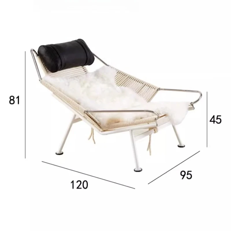 Nordic Designer Lounge Chair Wool Knitted Weave Modern Creative Accent Armchair Outdoor Living Room Garden Patio Comfy