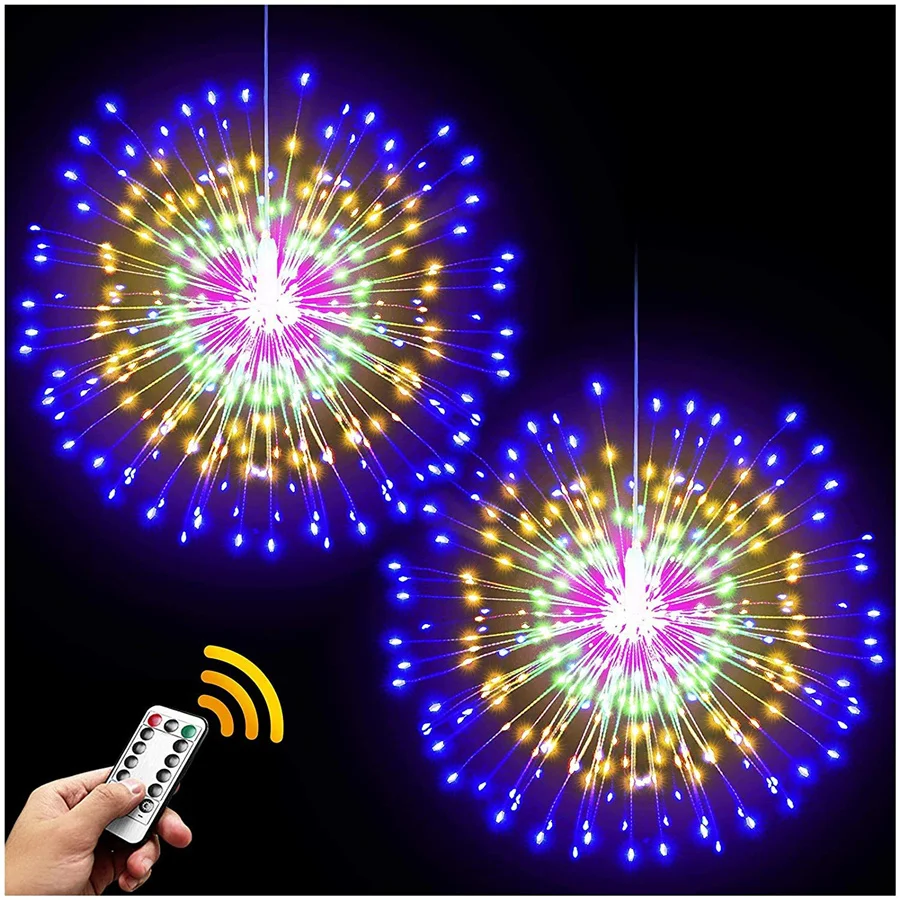 Natale 150/180/200led luci per fuochi d'artificio appese Starburst Garland Fairy String Lights Outdoor per la decorazione del cortile del giardino di casa