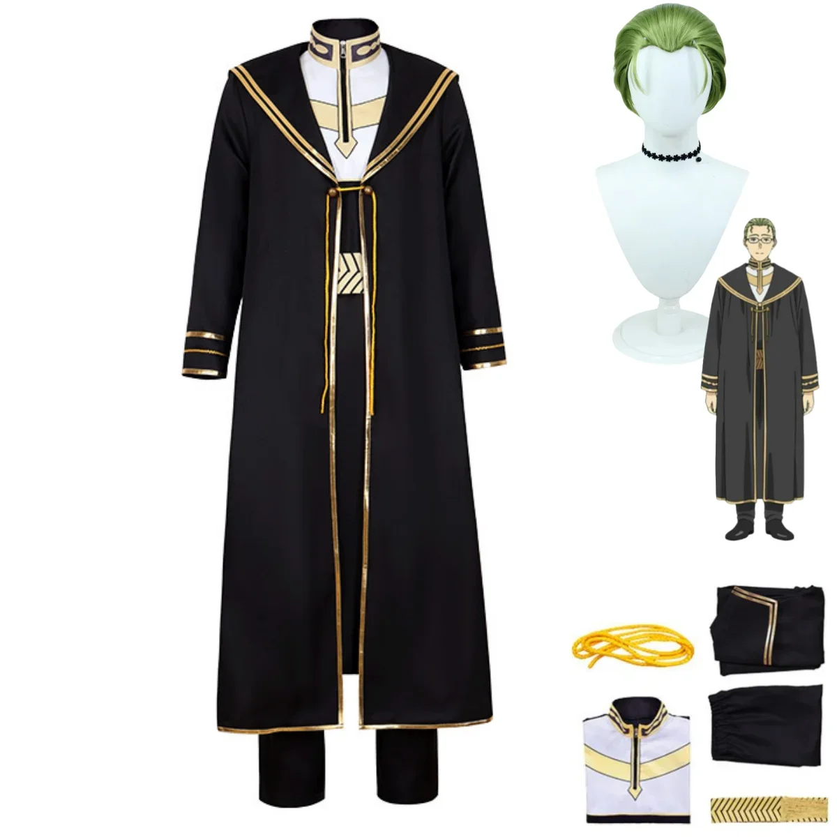 

Anime Frieren: Beyond Journey's End Heiter Cosplay Costume Frieren At The Funeral Wig Taoist Robe Coat Man Halloween Party Suit