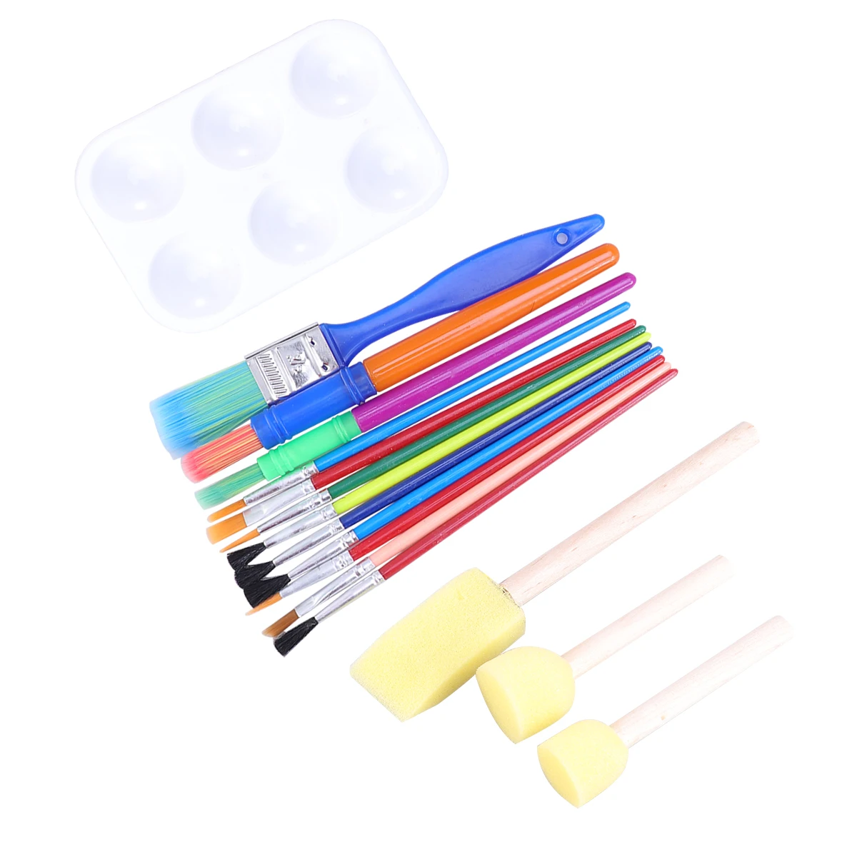 

16 Pcs Kids Painting Kits Colorful Sponge Brushes Early DIY Learning Tools Flower Sponges Wooden Handles Supplies