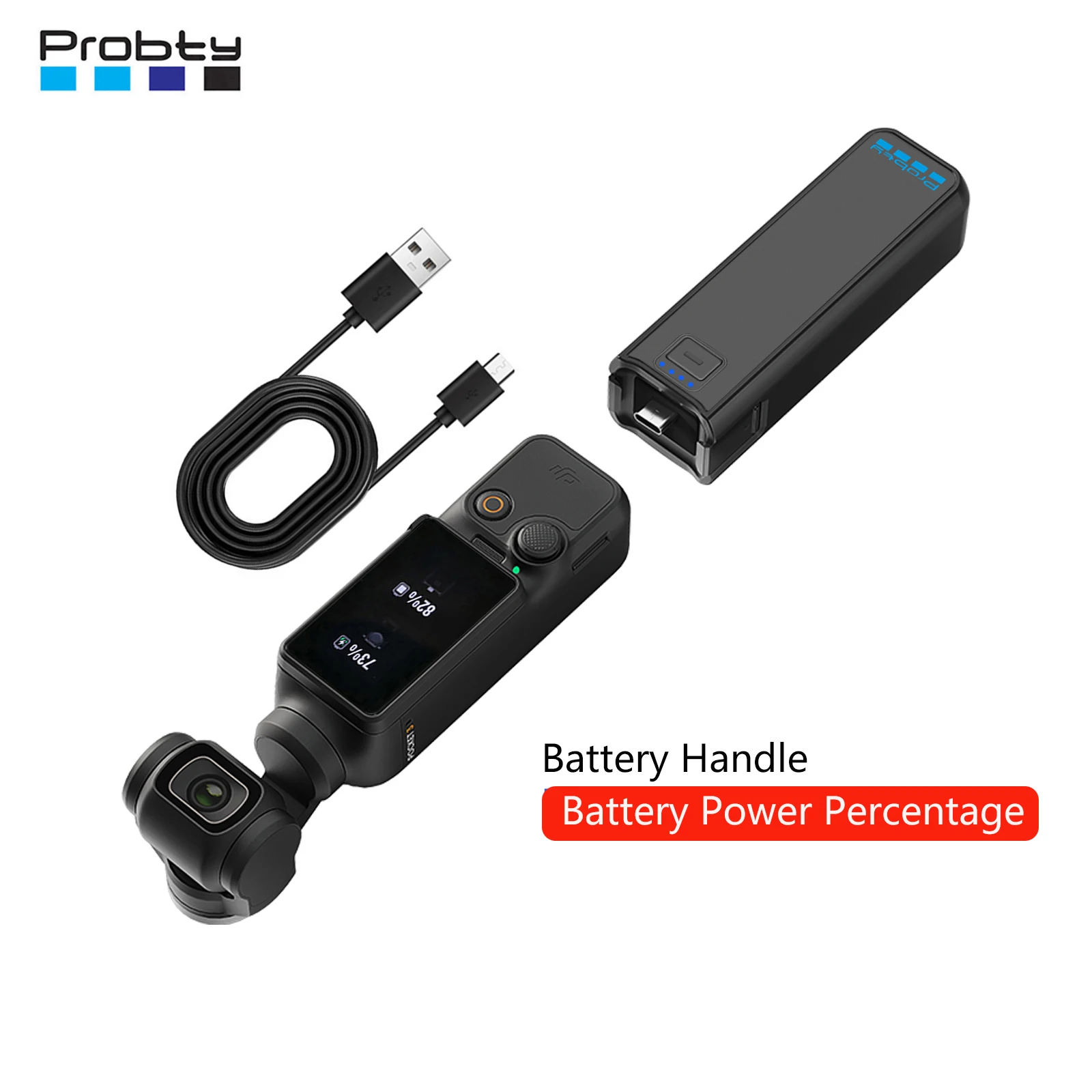 15.4Wh for DJI Osmo Pocket 4/3 Power Bank Handle with a USB-C port on the back that can be used to connect external audio device