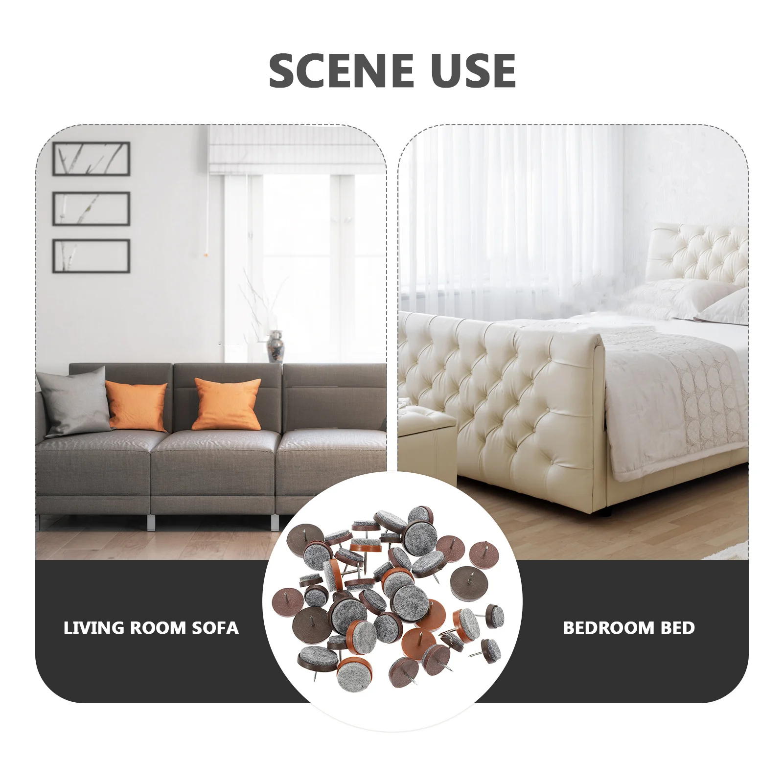 

50pcs Furniture Feet Pads Non slip Felt Mat Cushion Protector Sliders Brown Home Movers Durable Steel Sofa Furniture Parts