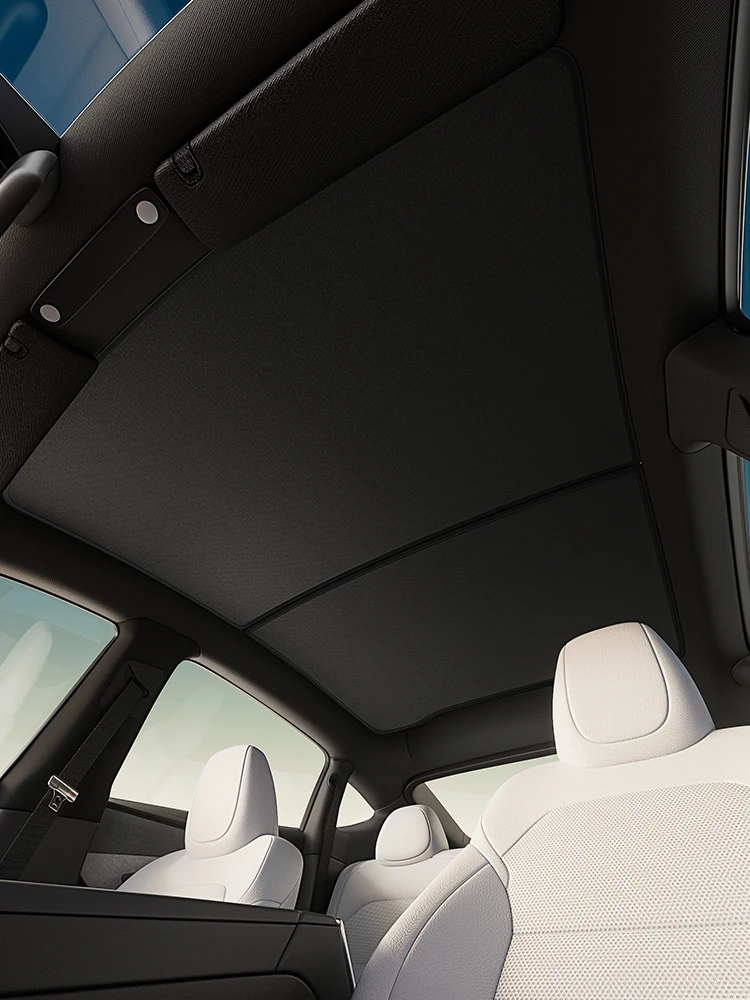 Zonneschermen Zwart Dak Grafene Honingraat Zonnescherm Auto Achter Voor Zonnekap Glas voor Tesla Model 3 Y Highland Juniper 2025-2026 - afbeelding 2