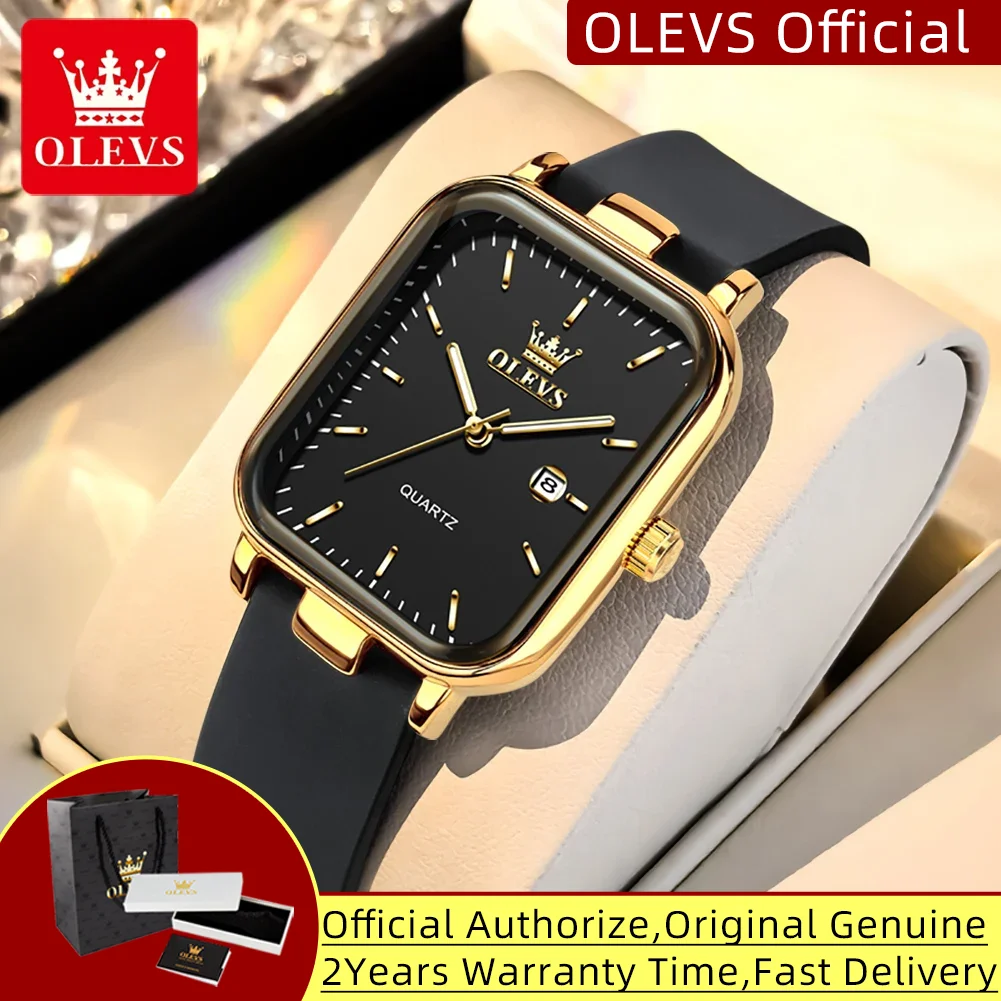 

OLEVS 7089 Кварцевые наручные часы, подарочная коробка, женские часы, модный ремешок, водонепроницаемые, с автоматической датой, простые элегантные женские часы