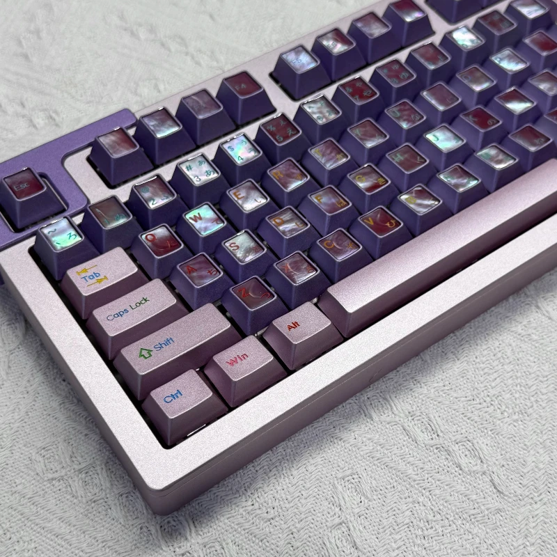 Colorful Mother-of-pearl Inlay Metal Keycaps Customized Alloy Cherry Profile Key Cap Cute Ice-cold Simple Point Keycap for Gamer