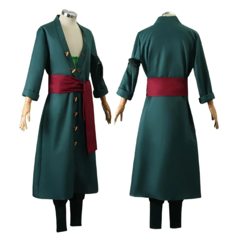 Anime Cosplay Samurai Costume Green Uniform Suit Wig Halloween Costume for Man Adult Men Clothes