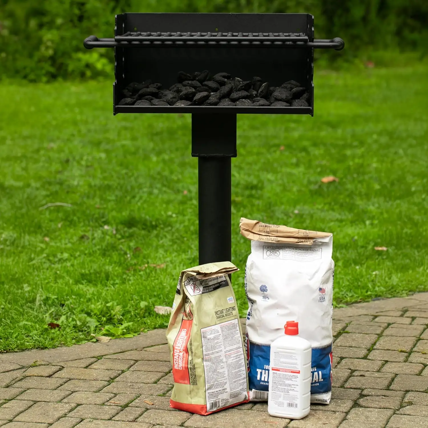 Commercial Grade Park Grill – Heavy-Duty Steel with 300 Sq Inch Cooking Grate, 360° Swivel Post, Made in the USA by Jamestown Ad