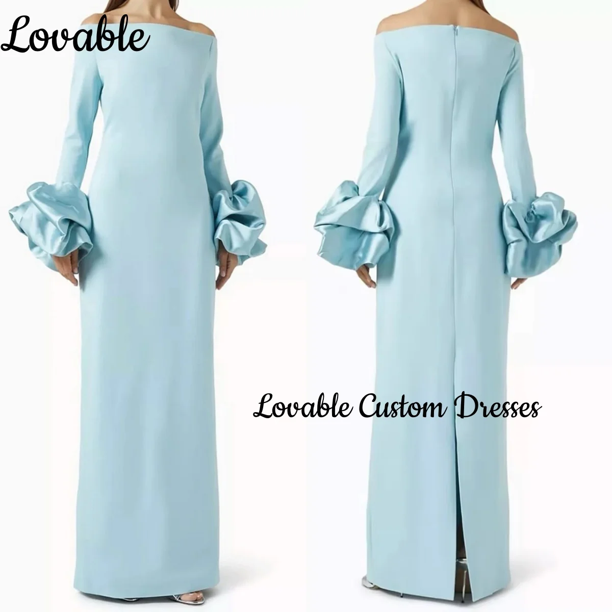 

Customize Formal Dresses Column Off-The-Shoulder Women'S Evening Dresses Floor-Length Zipper Up Wedding Party Dress