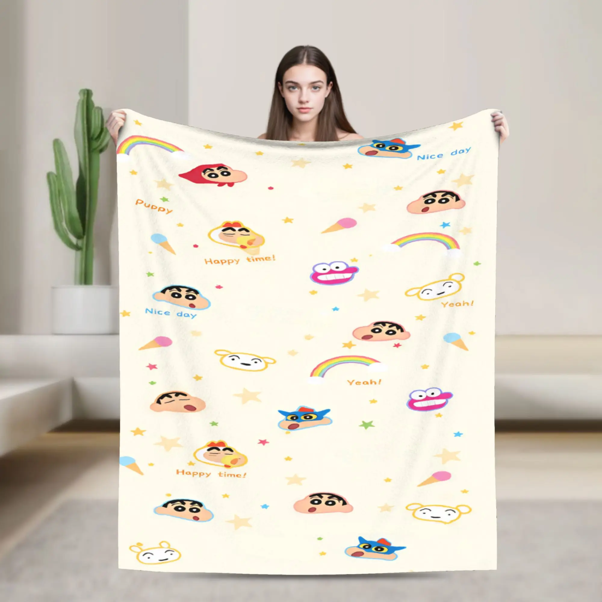 Crayon Shin-chan  Blanket  Airplane Travel Flannel Throw Blanket For Home Decor Warm Soft Custom DIY Quality Bedspread Gift