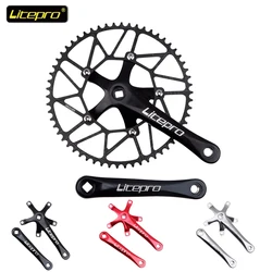 Litepro Bicycle Crankset Square Tip Crank For Folding Bike 130 Bcd Connecting Rods Bmx Candle Foot 1 Crown 46/48/50/52/54/56/58T