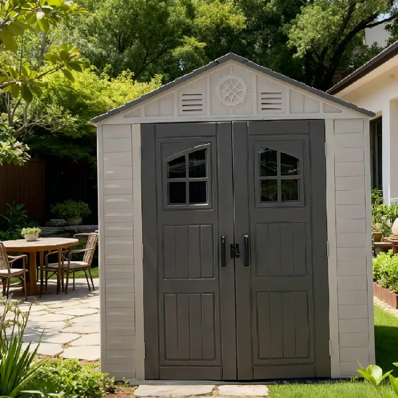 

Многофункциональный экологичный садовый сарай из HDPE-пластика, ветро- и водонепроницаемый, легко собираемый, для хранения на открытом воздухе