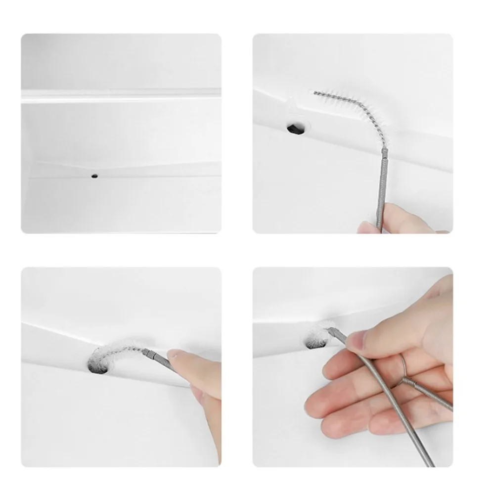 Desbloqueador de tuberías de drenaje para refrigerador, limpiador de tuberías de salida, cepillo Flexible, cepillo de limpieza de orificios de tubo largo, eliminación de suciedad y desechos