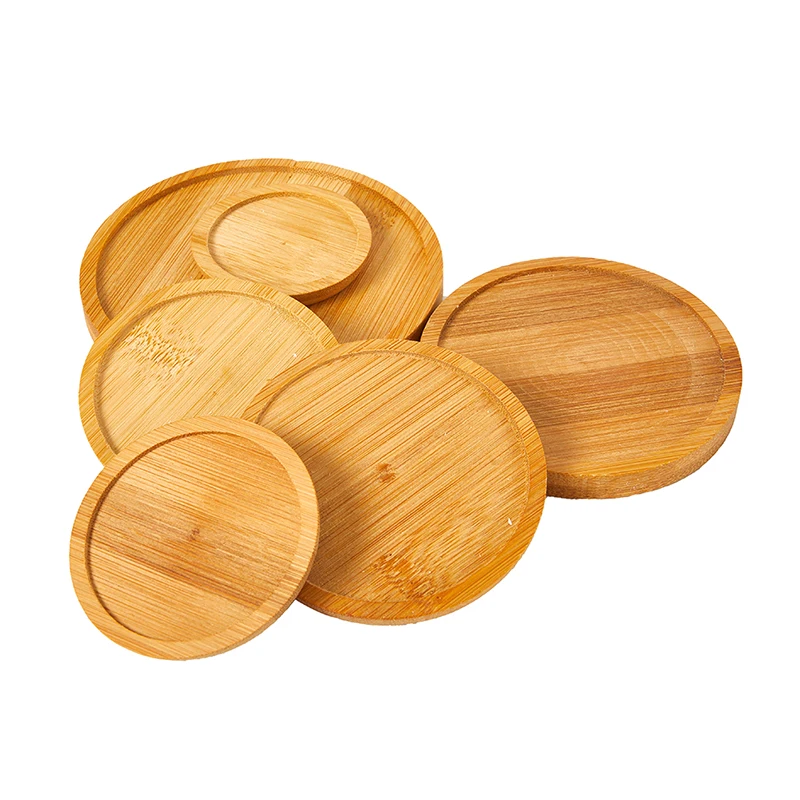 1Pcs Waterproof Bamboo Tray Bonsai Holder Round Plant Stand For Succulent Pot Wood Flower Pot Holder Garden Tools