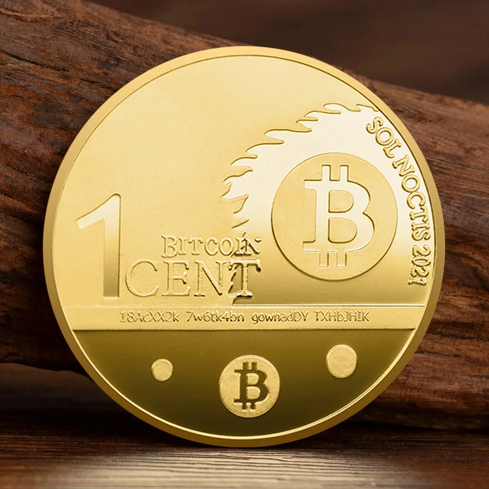 Bitcoin Cent Creative Golden Plated Souvenir Coin Physical Cryptocurrency Coin Eagle Pattern Bitcoin Commemorative Gift