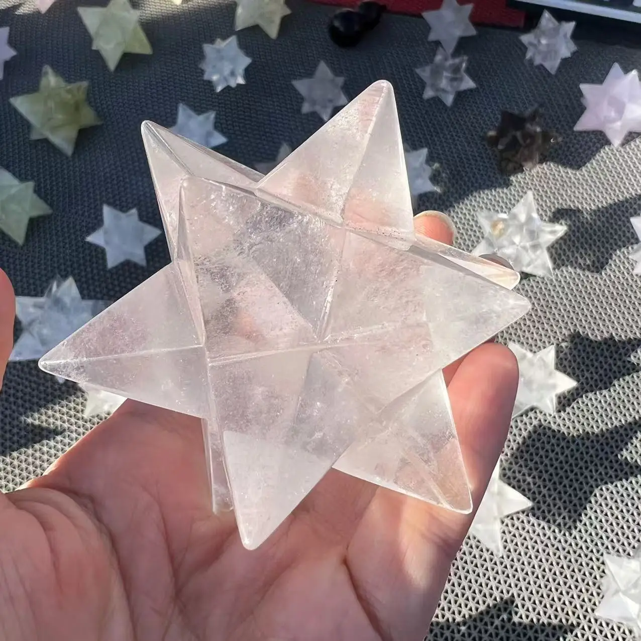 

Natural Clear Crystal Merkaba Pendulum Crystal Stones Merkaba Stars Energy Minerals Jewelry Healing Decoration