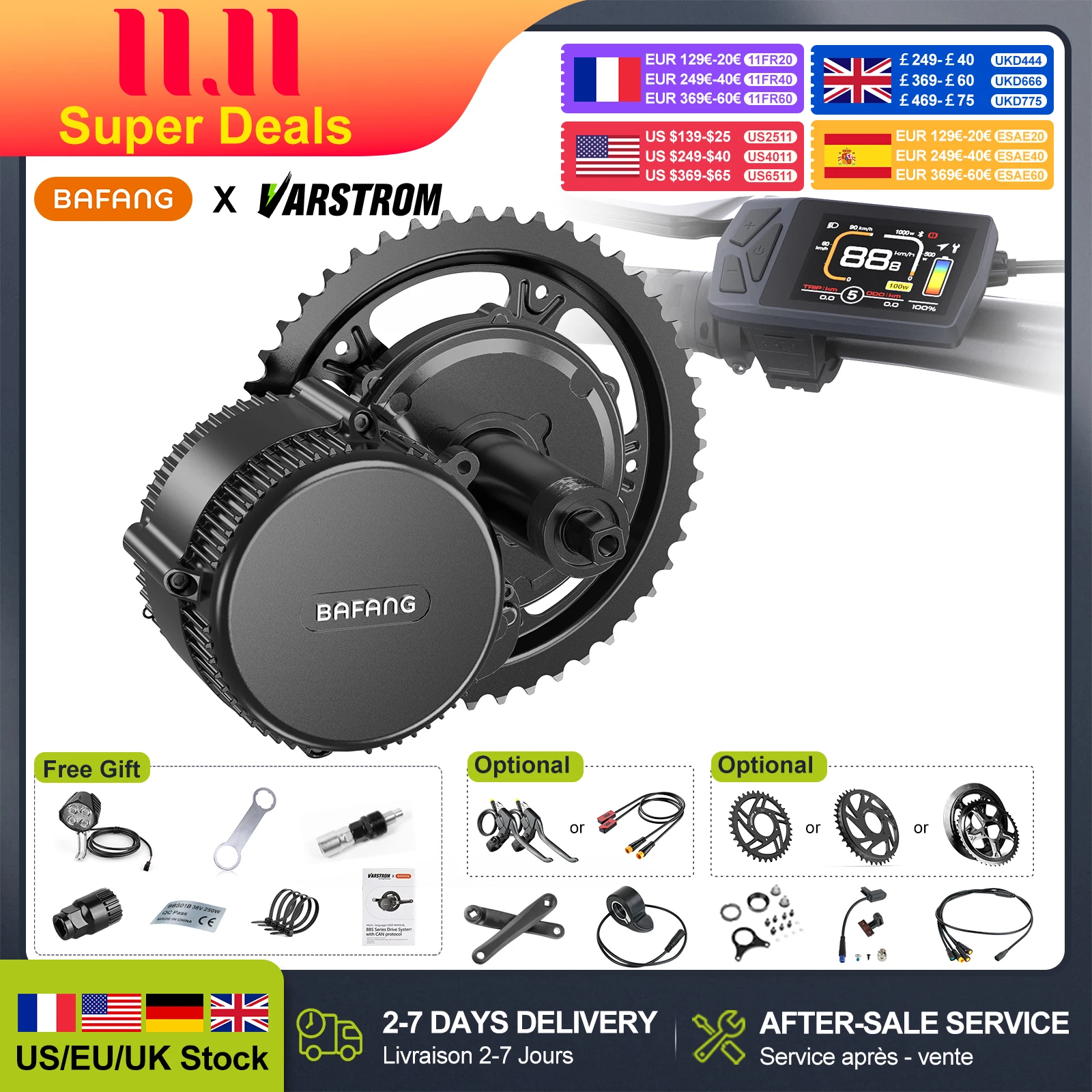 Bafang 750 واط 48 فولت عدة BBS02B BBS02 منتصف محرك المحرك eBike تحويل عدة دراجة كهربائية محرك قوي 68-100 مللي متر مع شاشة الكريستال السائل #1