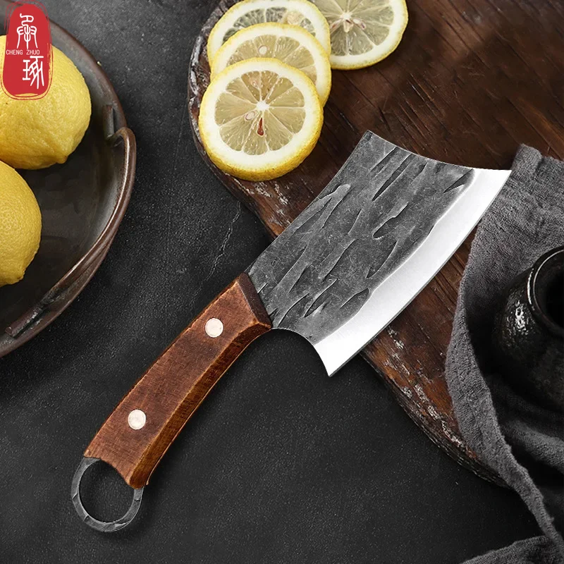 Kitchen Knives Handmade Forged Boning Knife Stainless Steel Butcher Knife Household Vegetable Fruit Slicing Knife Wooden Handle