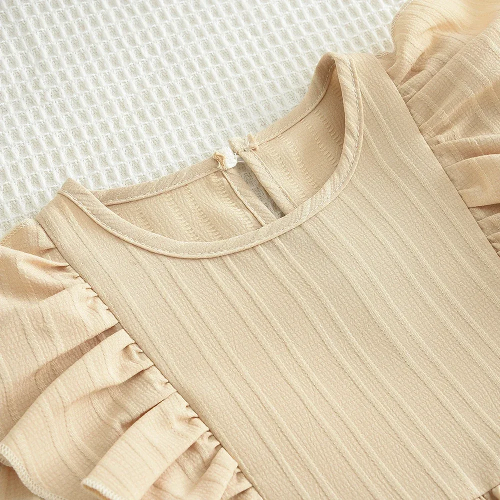 Plain Casual Mädchen Kleid Herbst Lange Ärmeln Plissee Kinder Kleider für Mädchen Rosa Kleidung Modische Neue Kinder Kleidung – Detail 8