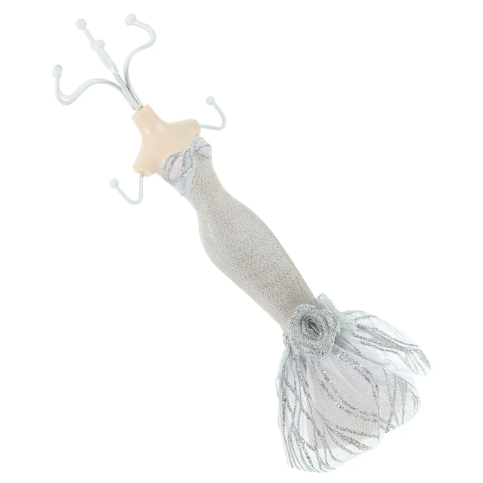 

Lady Mannequin Jewelry Stand Resin Gown Dress 8 Hook Organizer Display Tree Holder for Earrings Necklaces Bracelets Rings